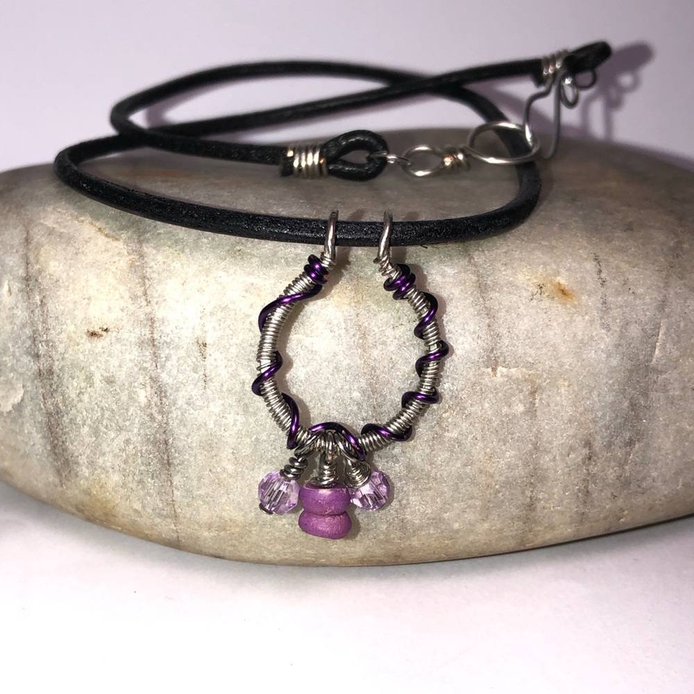 **INCLUDED IN HALLOWEEN SALE!**Whimsical Elegance:Purple/Silver Twisted Pendant